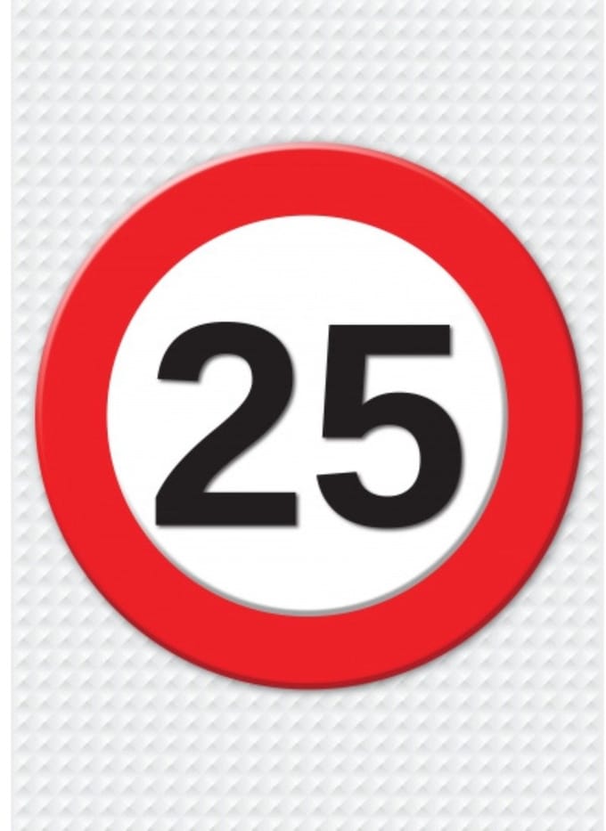 Bellatio Decorations Verjaardag deurposter - 25 jaar - stopbord - 59 x 84 cm - leeftijd feestartikelen
