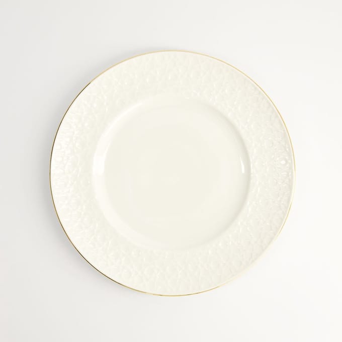 Tokyo Design Studio - Nippon White Gold Rim Bord - Stripe - Wit/Goud - 23 cm