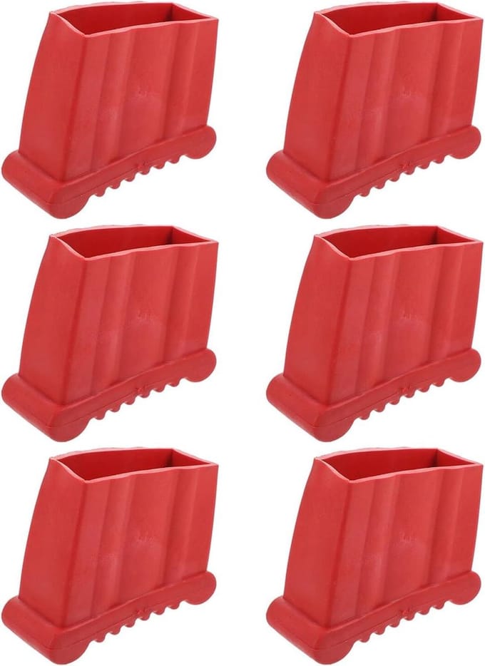 Laddervoet Vervanging - Antislip Rubberen Voetjes - Verbeter Stabiliteit - Universele Pasvorm - 6 Stuks - Rood