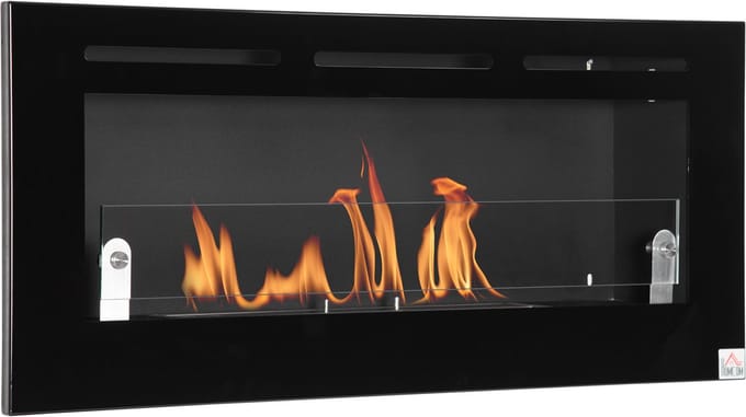 Bio-ethanol Wandhaard - Inbouw Sfeerhaard - 2,8L Brander - 102x16x43 cm - Zwart