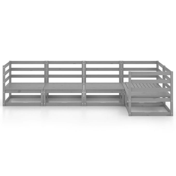 vidaXL - 5-delige - Loungeset - massief - grenenhout - grijs