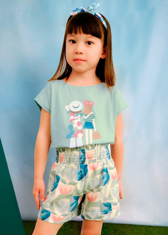 MAYORAL - T-shirt - Maat 122 - Meisjes - Groen -