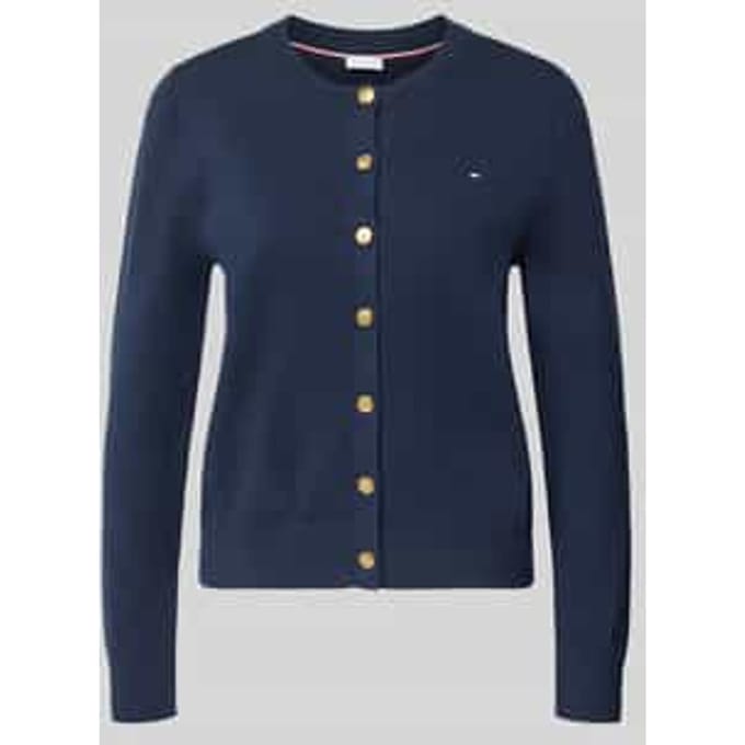 regular fit gebreid jack van katoenmix met gouden knopen