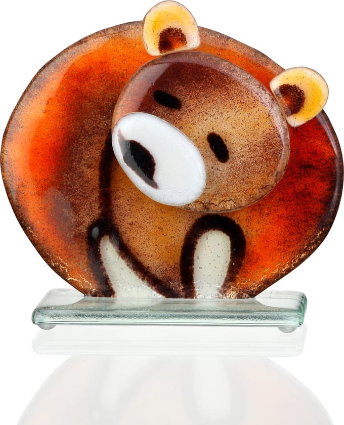 Glassculptuur - Glazen Beer - Glasobject - Sculptuur - Fusing glas Bear - 14cm