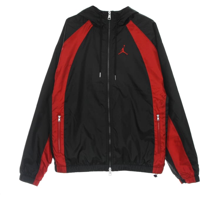 Essentials geweven jack herenwindjack zwart/gymrood