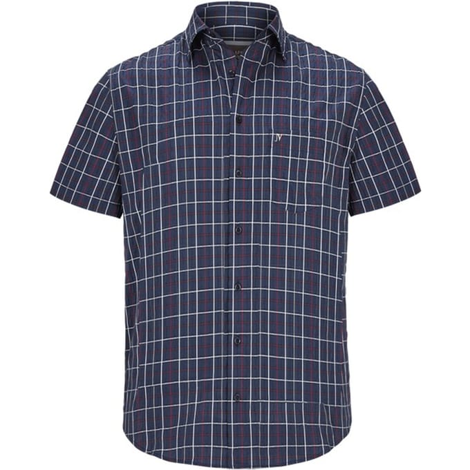 Jan Vanderstorm herren Overhemd Met Korte Mouwen - 47/48 - donkerblauw - Plus Size