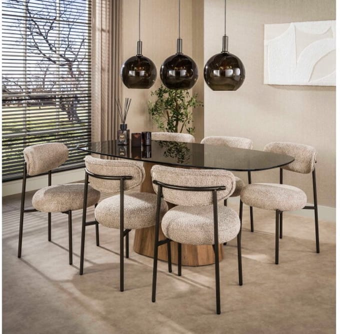 Eettafel Tinto Centro Deens ovaal 215x105 cm - Brons glas