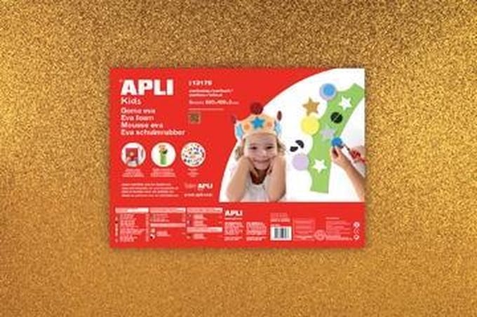 Apli Kids EVA Foam vellen 60 x 40 cm Glitter metallic goud - 3 vel