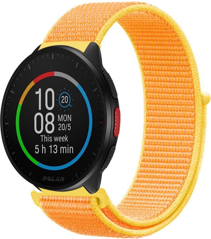Nylon bandje geschikt voor Polar Ignite / Ignite 2 / Ignite 3 / Unite / Polar Pacer - Geel