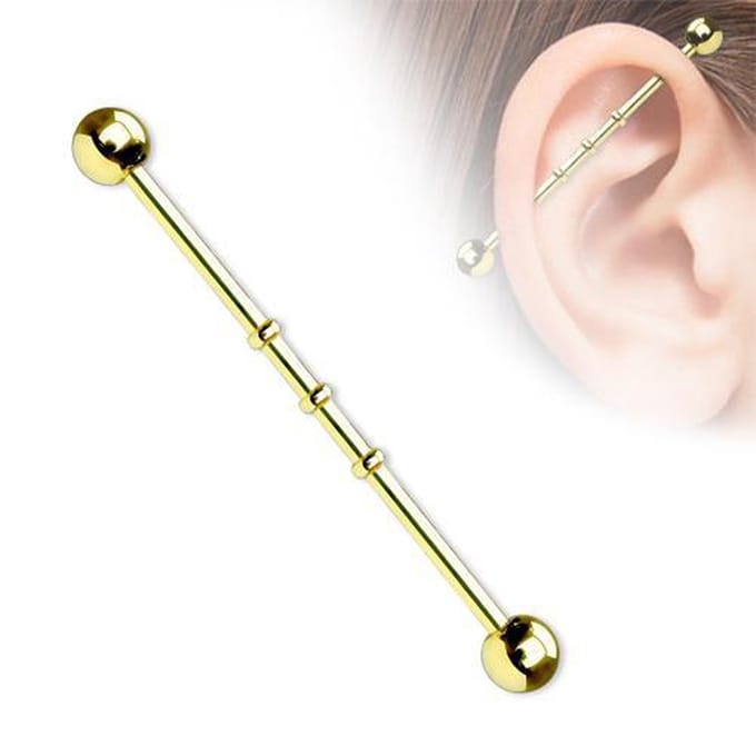 Industrial piercing Notched 38 mm - goud - LMPiercings