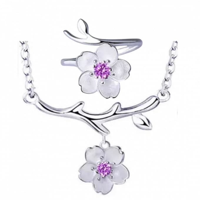 2-Delig-Zilver-Ilse-Ketting-Ring-Paars- Charme Bijoux