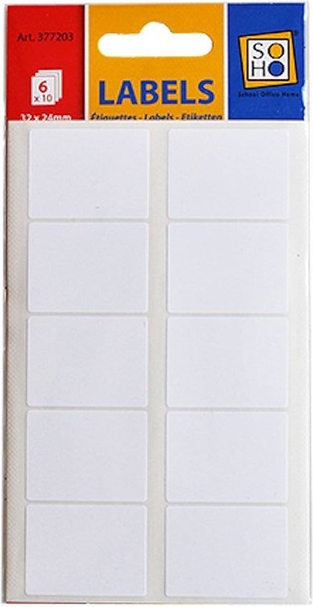 Etiketten wit 34x24 mm 6 vel a 10 stuks