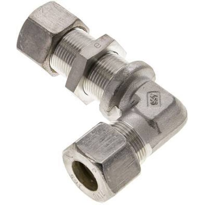 16S RVS L-Vorm Knelfitting Schotdoorvoer 400bar ISO 8434-1