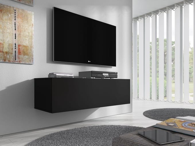 Meubella - TV-Meubel Flame - Mat Zwart - 100 cm