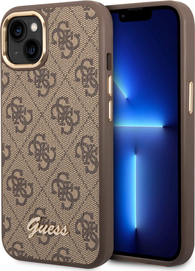 Guess Apple iPhone 14 Plus Back Cover Telefoonhoesje - Beschermende Polycarbonaat/PU-hoes - Bruin