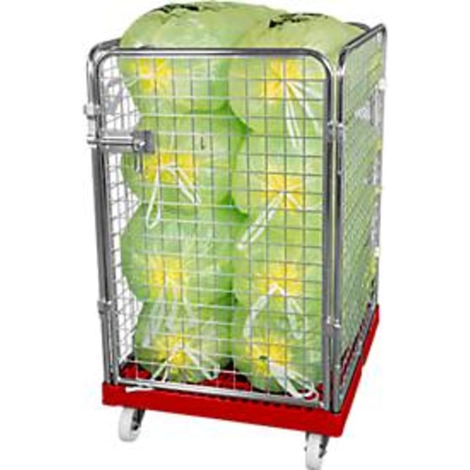 Gaascontainer 4-zijdig, 1020 bruikbare hoogte op kunststof rolcontainer, vuurrood RAL3000