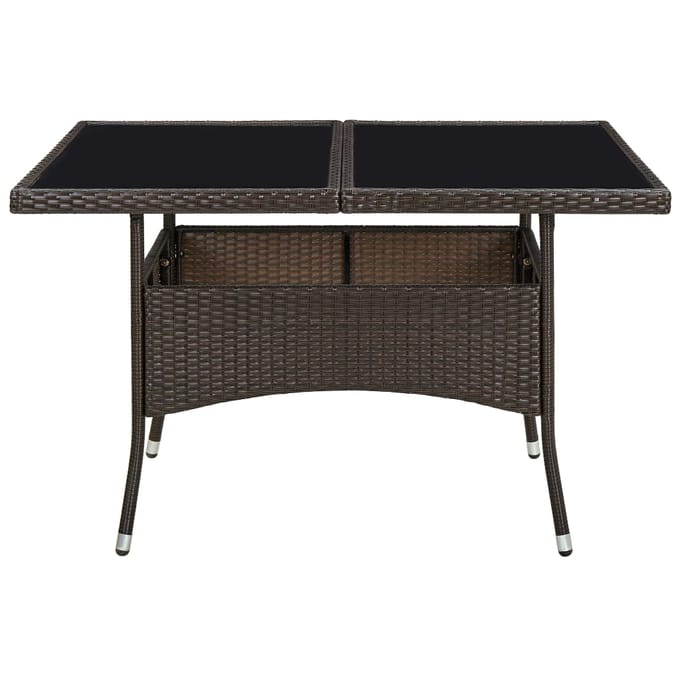 vidaXL - Tuintafel - poly - rattan - en - glas - bruin
