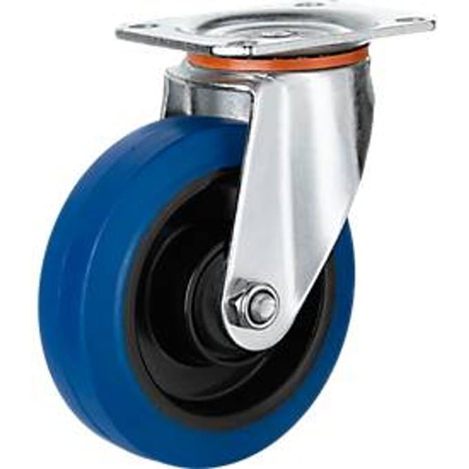 Meerprijs 2 zwenk- en 2 bokwielen, ø 125 mm, massief rubber