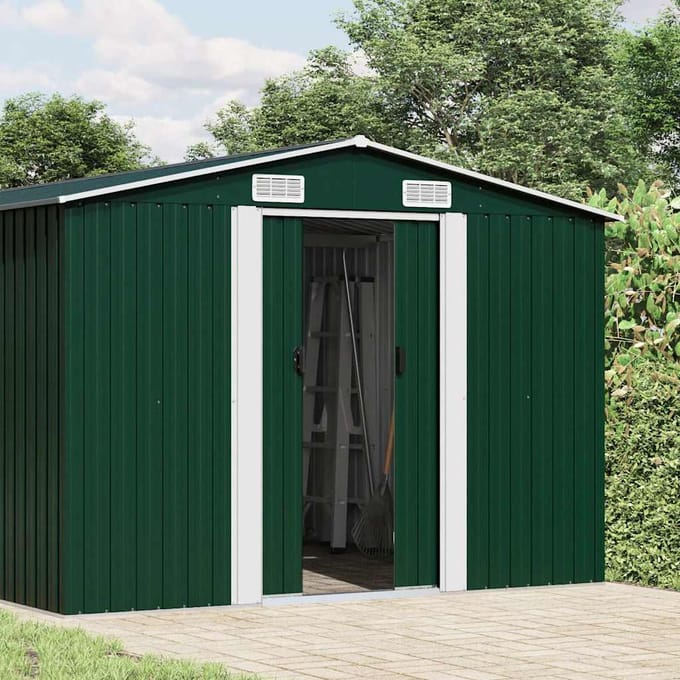 vidaXL - Tuinschuur - 257x779x181 - cm - gegalvaniseerd - staal - groen