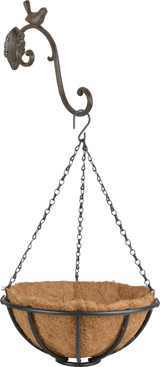 Hanging basket 30 cm van metaal met ijzeren muurhaak - complete hangmand set