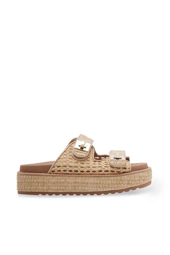 Steve Madden Bigschmona Sandals Natural Raffia Maat: 39 | Sandalen Outlet | Dames | Beige