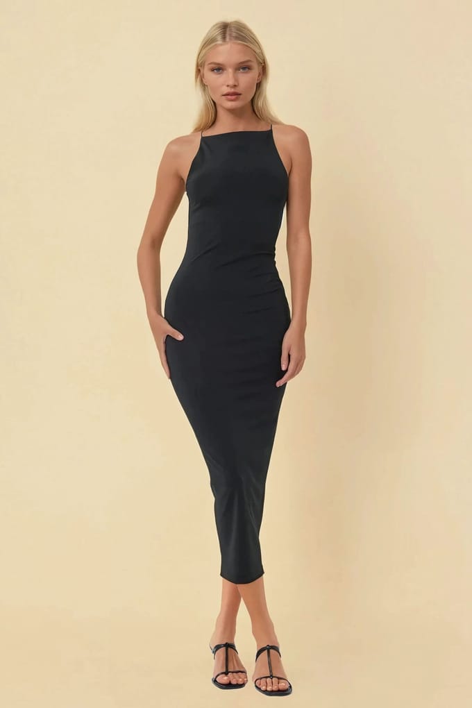 Halternekk Bodycon Midi-jurk
