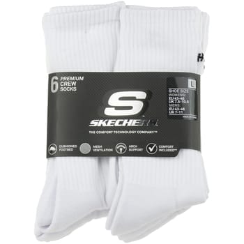 Skechers 6pk Core Crew LG Socks, Unisex, Wit, Sokken, maat: 43-46