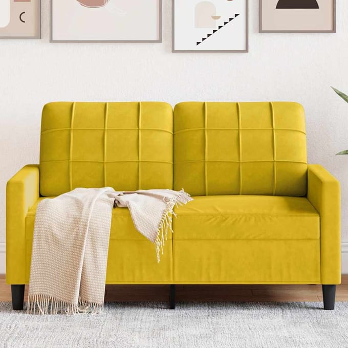vidaXL - Tweezitsbank - 120 - cm - fluweel - geel