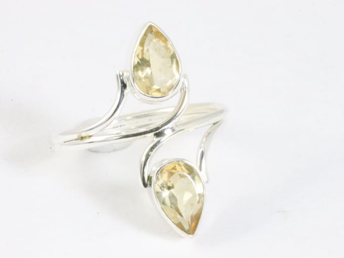 Fijne zilveren ring met citrien - maat 16.5