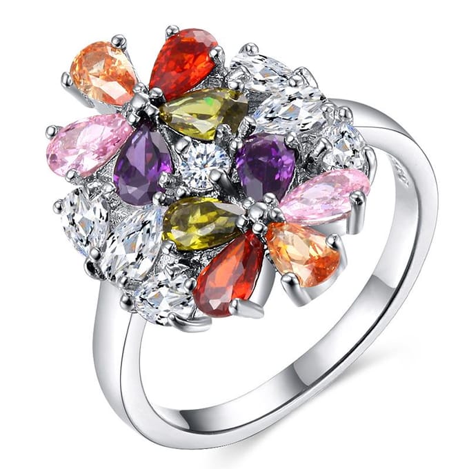 Meerkleurige Zirconia Ring AAA Zirconia Ring Europa en High-end Ring Ring No. 10 gray