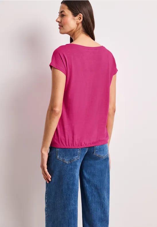 Shirt met ronde hals en rimpels