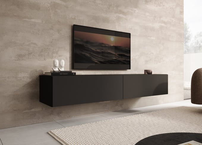 Meubella - TV-Meubel Palm - Mat zwart - 180 cm