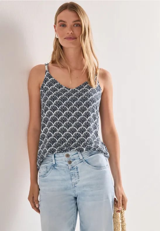Top met V-hals en decoratief detail