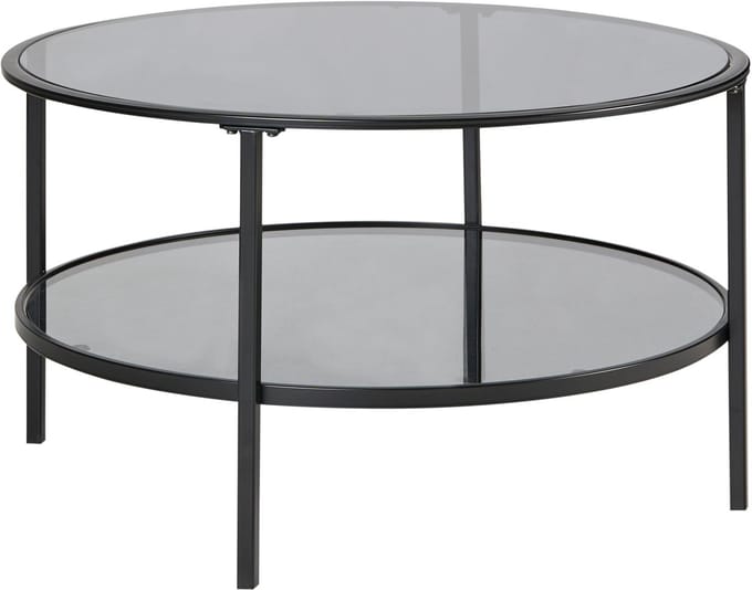 TELLAKA - Salontafel - Zwart - ø 80 cm - Veiligheidsglas