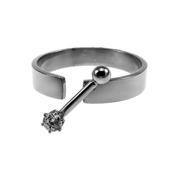 Open Damesring met Piercingdetail, Ring Dames, RVS Roségoudkleur