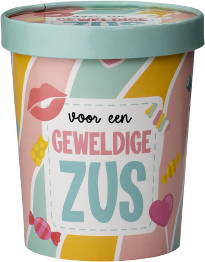 Snoeppot - Zus - gevuld met snoep en drop - met teksten