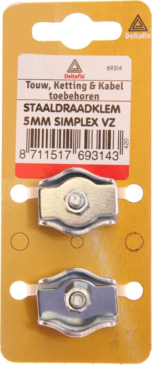 Deltafix - Staaldraadklem simplex 5mm verz
