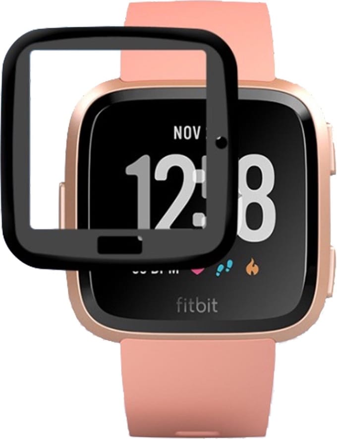 Screenprotector geschikt voor Fitbit Versa - Glazen Gehard Full Screen Cover Volledig Beeld