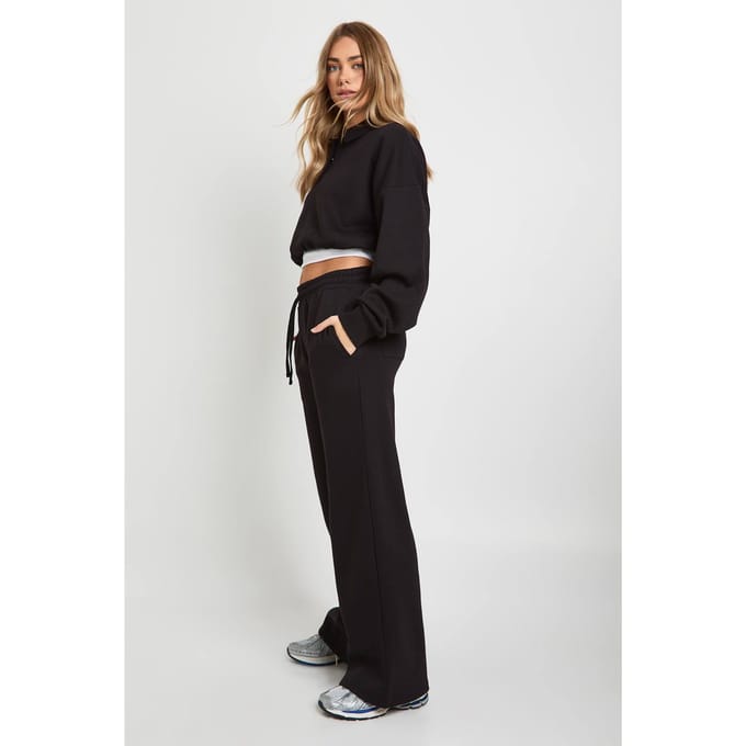 boohoo Dames Afgekorte Rugby Sweatshirt Trainingspak | Black | Maat: XL