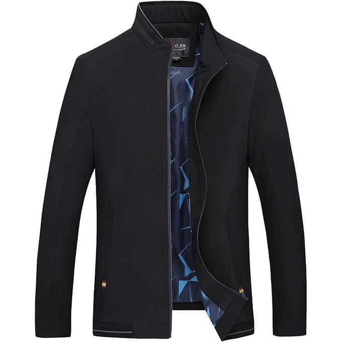 Heren Casual Jas Herfst Strijkvrij Papa Jas Mode Revers Middelbare Leeftijd Jas Heren M black