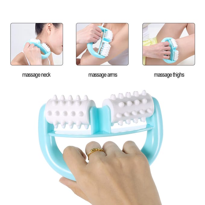Handheld Volledig Lichaam Cellulitis Massage Cel Roller Massager Wiel Bal voor Nek Arm Been Pijnverlichting white