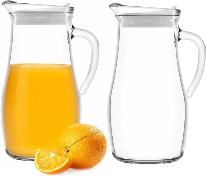 Glasmark Waterkan - 2x - met deksel - 1,5L - glas - schenkkan - waterkaraf