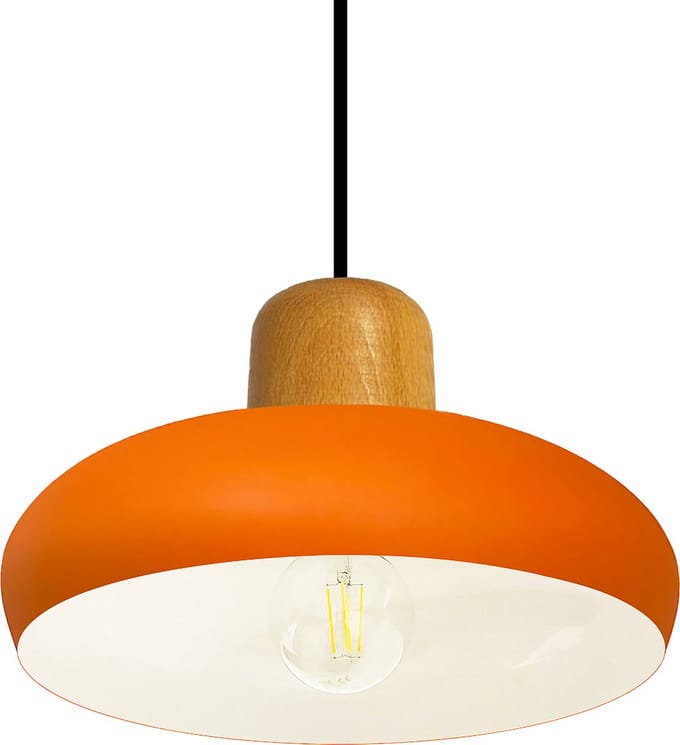 Bamyum Androa 1flame E27 Plafondlamp Binnen Oranje Metaal Hout Industriële Lamp