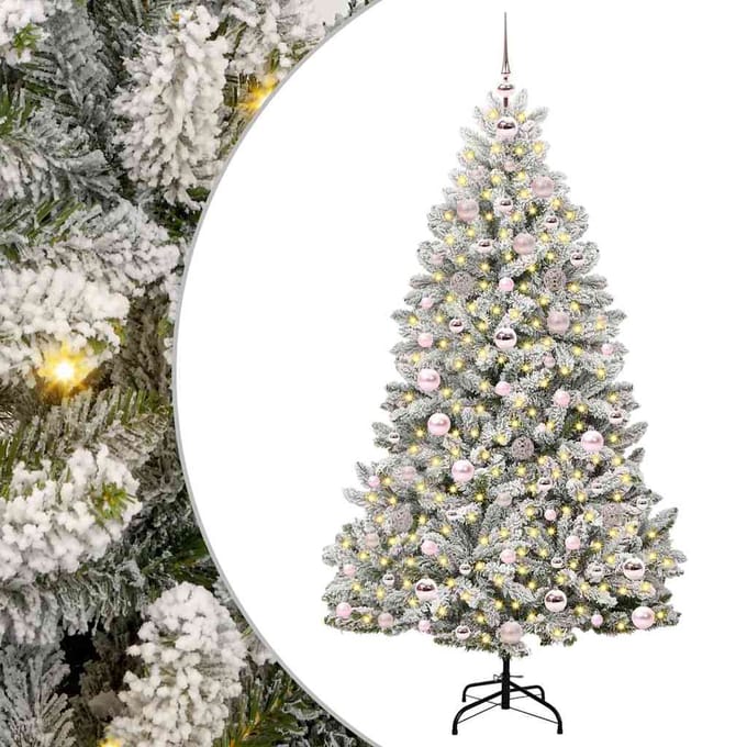 vidaXL - Kunstkerstboom - 180 - cm - 300 - LED's - Warmwit - PVC - en - Staal