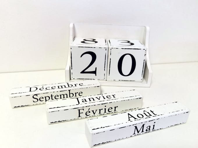 BLOK KALENDER - Franstalig - Tafelmodel - Wit