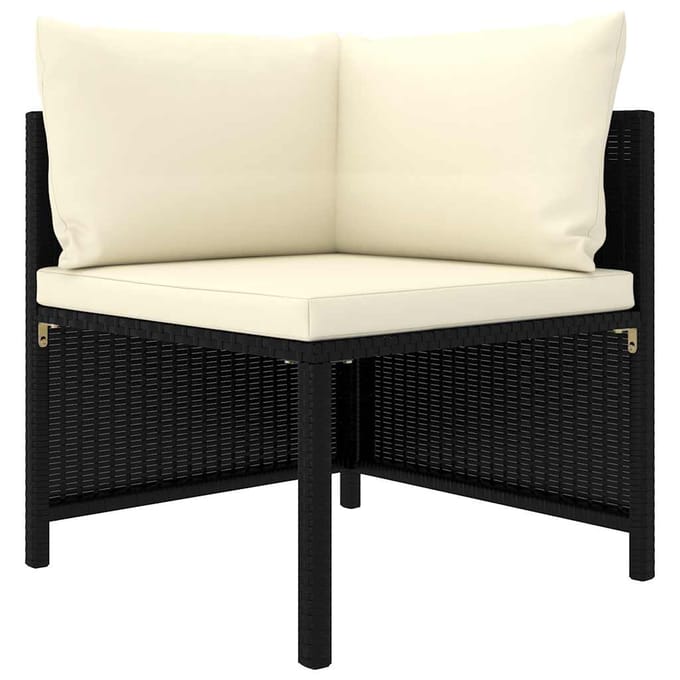 vidaXL - 8-delige - Loungeset - met - kussens - poly - rattan - zwart