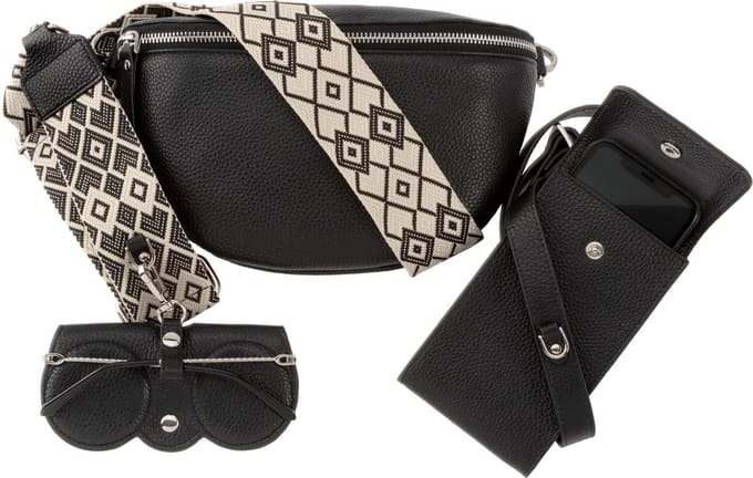 Jackie L Cross body bag & Accessoires, Leer, Zwart