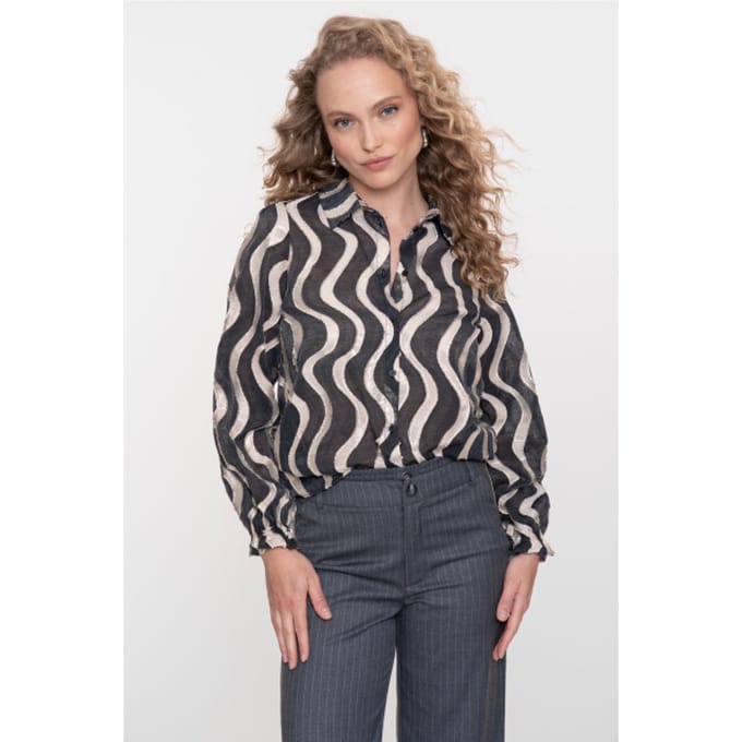 Geisha Blouse Black/gold Größe: S | Longsleeves Outlet | Damen | Schwarz