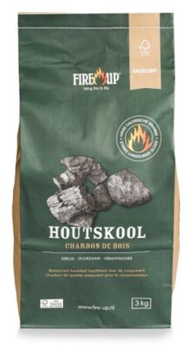 Fire-Up - premium Houtskool zak á 3kg FSC
