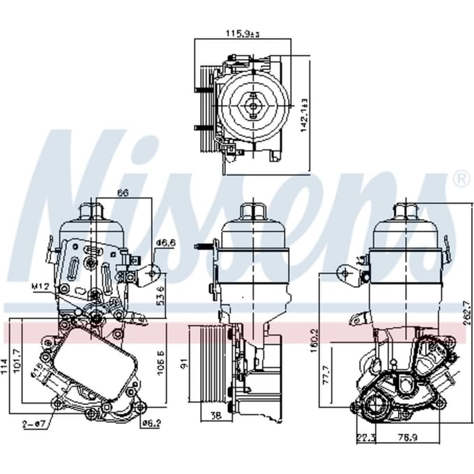 Olie radiator, motorolie NISSENS 91326